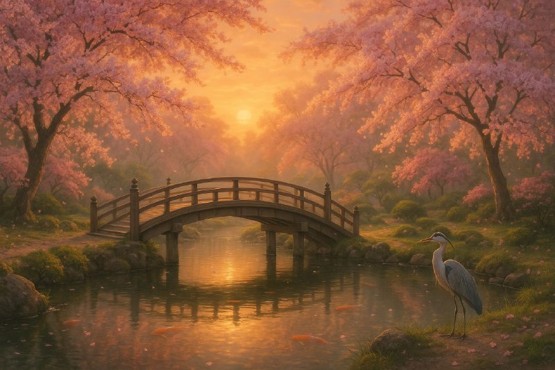 不同模型的图像生成效果😶‍🌫️Prompt:A serene Japanese garden at sunset, featuring a traditional wooden bridge over a tranquil koi pond, surrounded by vibrant cherry blossom trees in full bloom, with soft pink petals gently falling to the ground, and a lone heron standing gracefully by the water's edge. The scene should have a dreamy, ethereal quality with warm golden light and a slight mist in the air, rendered in ultra-high detail with realistic textures and natural colors.Midjourney prompt extensions:landscape,Front view,Sun light, <prompt> --q 0.5 --s 100  --v 6.1 --ar 1:1P1: xAI GrokP2: ​OpenAI DALL·EP3: OpenAI GPT-4oP4: ​Google ImagenP5: Midjourney👇评论区投票😉不同模型的图像生成效果😶‍🌫️Prompt:A serene Japanese garden at sunset, featuring a traditional wooden bridge over a tranquil koi pond, surrounded by vibrant cherry blossom trees in full bloom, with soft pink petals gently falling to the ground, and a lone heron standing gracefully by the water's edge. The scene should have a dreamy, ethereal quality with warm golden light and a slight mist in the air, rendered in ultra-high detail with realistic textures and natural colors.Midjourney prompt extensions:landscape,Front view,Sun light, <prompt> --q 0.5 --s 100  --v 6.1 --ar 1:1P1: xAI GrokP2: ​OpenAI DALL·EP3: OpenAI GPT-4oP4: ​Google ImagenP5: Midjourney👇评论区投票😉